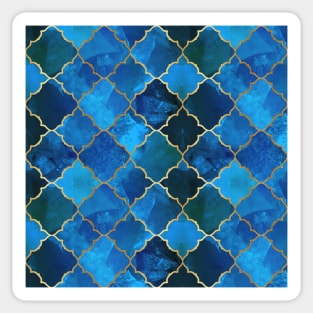 Sapphire Gemstone & Gold Moroccan Tile Pattern Sticker